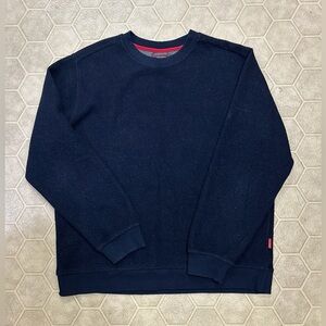 Men’s XL TOPO DESIGNS Blue Wool Blend Crew Neck Technical Hybrid Global Sweater